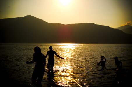 Swimming in the evening photo