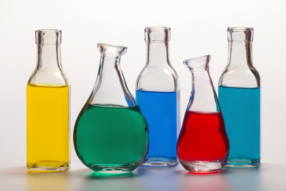 Bottles color colored water
