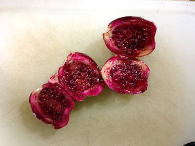 Sliced Open Prickly Pear Cactus Fruit