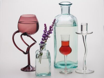 Bottles chalices glasses