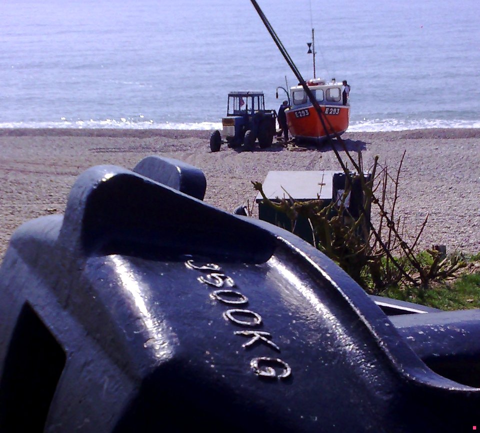 MSC NAPOLI ANCHOR - FISHING BOAT & TRACTOR - BRANSCOMBE BEACH - DEVON - UK