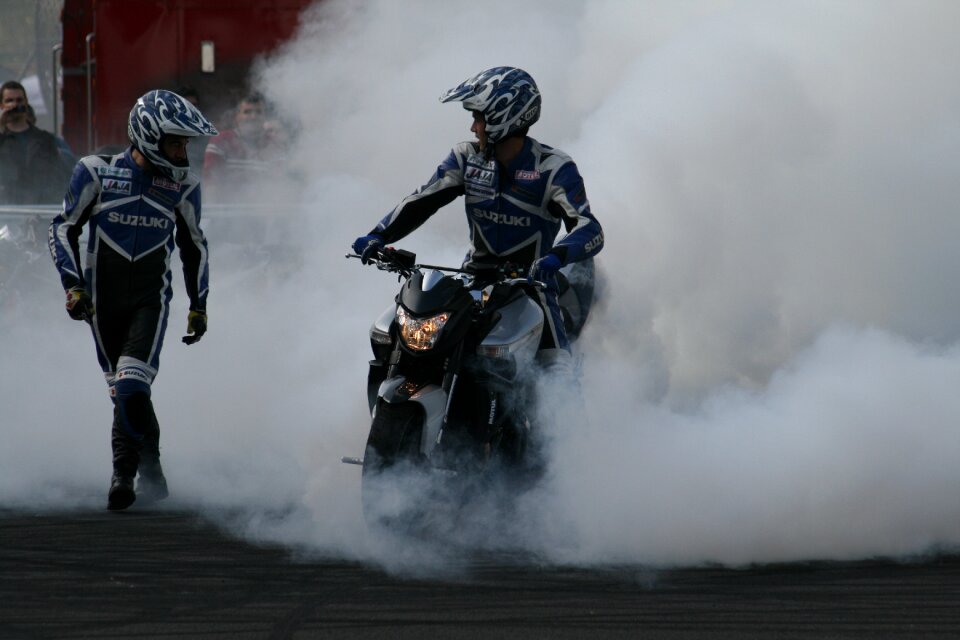 Stunt show motorcycle stuntman