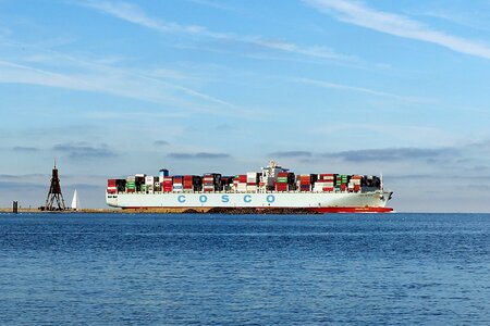 Container ship elbe cuxhaven photo