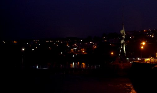 Verity Bronze Statue ( Damian Hurst ) , Ifracombe Harbour, North Devon , UK