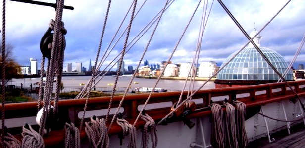 Greenwich Foot Tunnel Roof , The Shard , City of London from The Cutty Sark, Greenwich, London photo