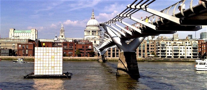 St Paul's Cathedral - City of London - Millennium Bridge - Tate Modern Cube Art - River Thames - London