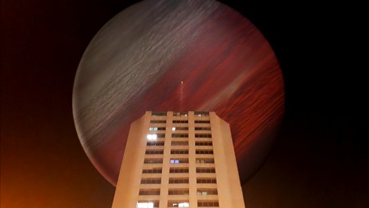 Planet over Building photo