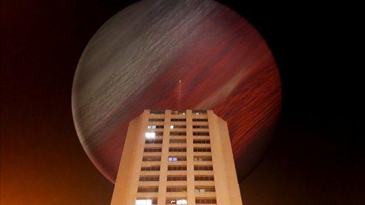 Planet over Building