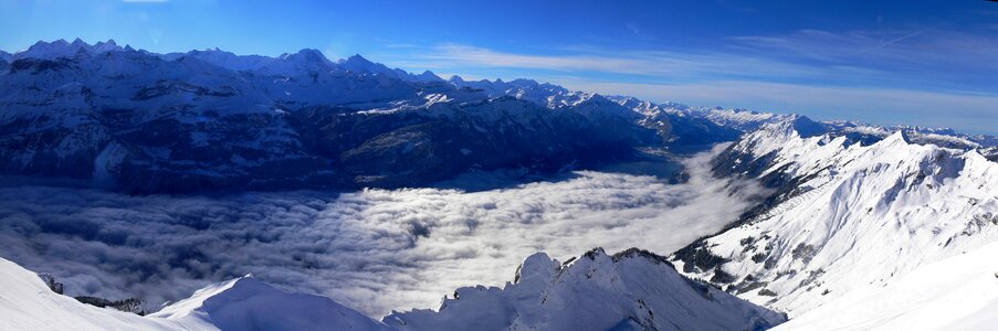 Panorama snow ski photo