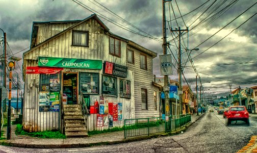 Casa esquina. Castro - Chiloé - Chile. photo