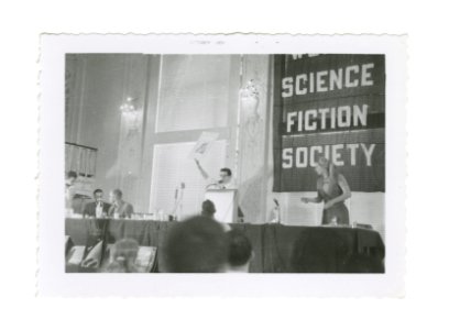 Harlan Ellison at podium: 14th World Science Fiction Convention, 1956. Image # WSFS 001