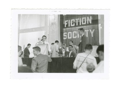 Harlan Ellison at podium: 14th World Science Fiction Convention, 1956. Image # WSFS 021