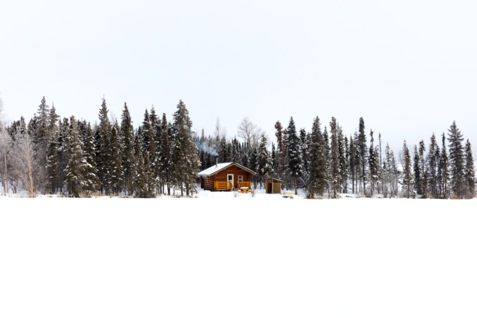 Engineer Lake public use cabin in the snow.
