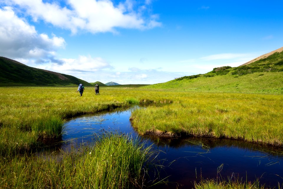Hiking across the tundra near Duncan Lake.