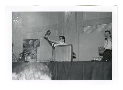 Harlan Ellison at podium: 14th World Science Fiction Convention, 1956. Image # WSFS 018