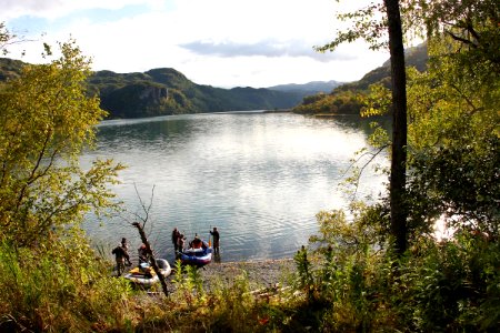 Visitors preparing to float the Uganik River