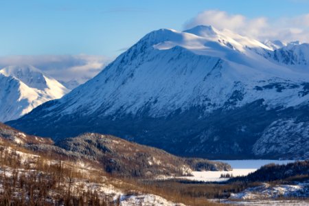 Winter landscape views across Skilak Lake and the Kenai Wilderness