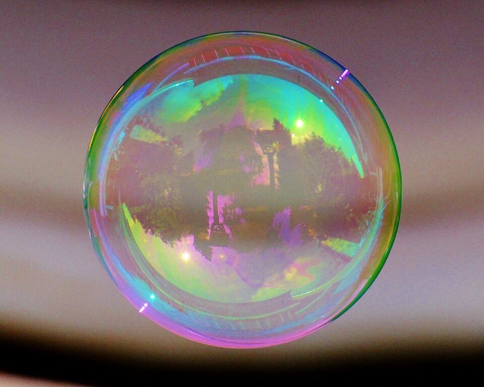 Soapy water make soap bubbles float photo