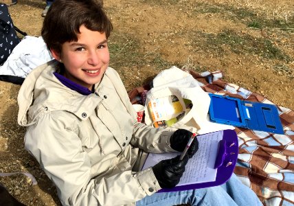 Justina (Pasadena Young Birder Club) working on her field notes. Photo by Susan Gilliland photo