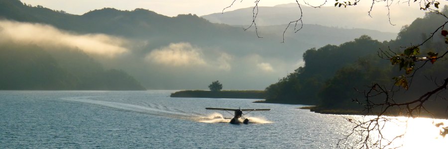 Flying into Uganik Lake