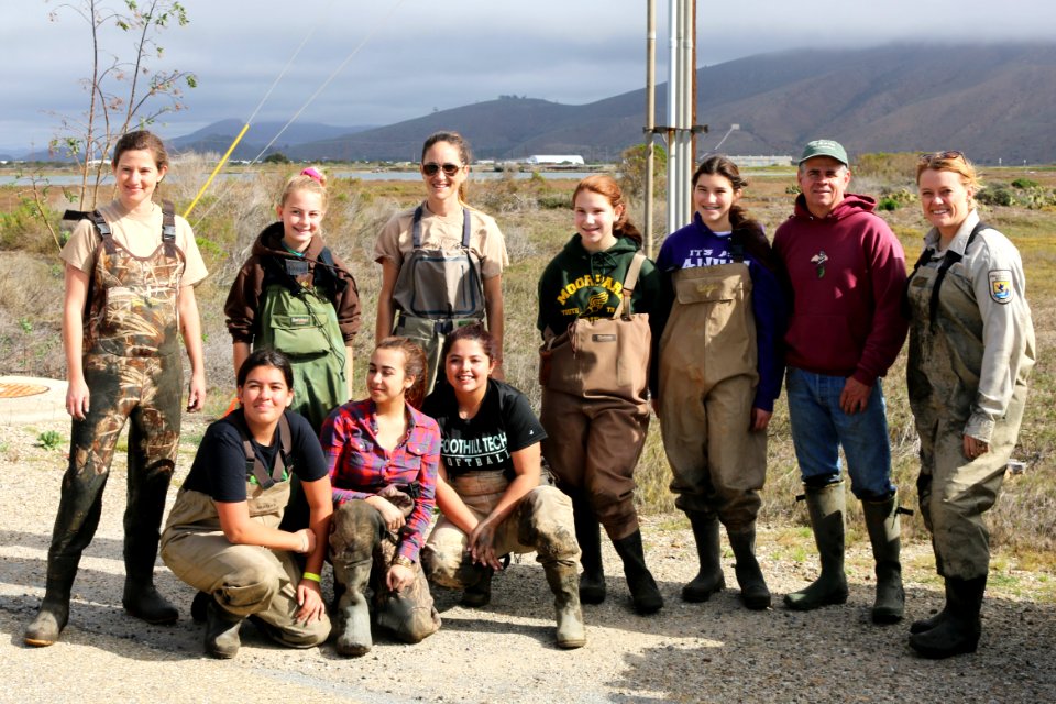 Girl Scouts with U.S. Fish and Wildlife Service and U.S. Navy biologists.