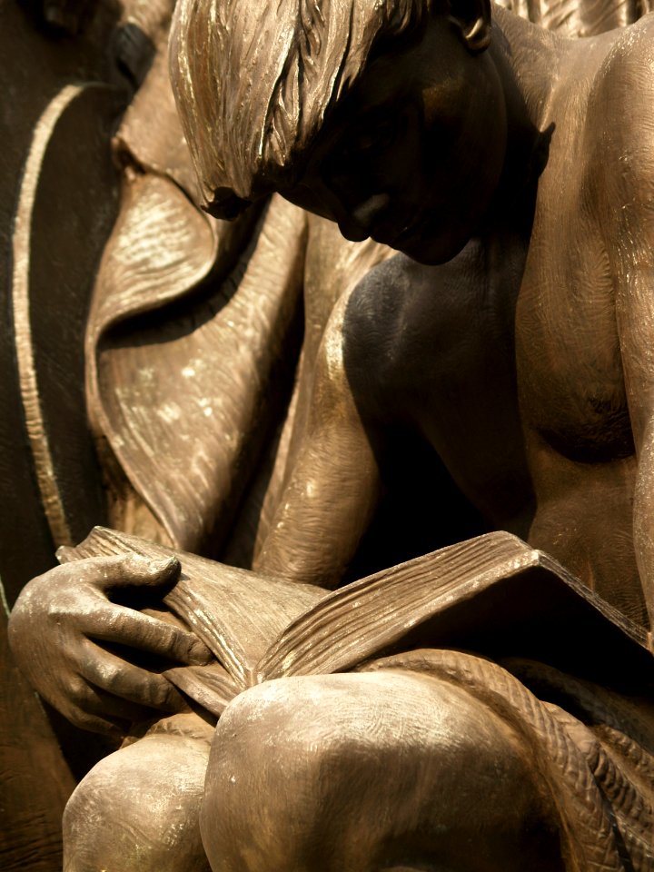 Young Man Reading: Detail Of Robert I. Aitken's 1933 Bronze Samuel Gompers Memorial (Washington, DC)
