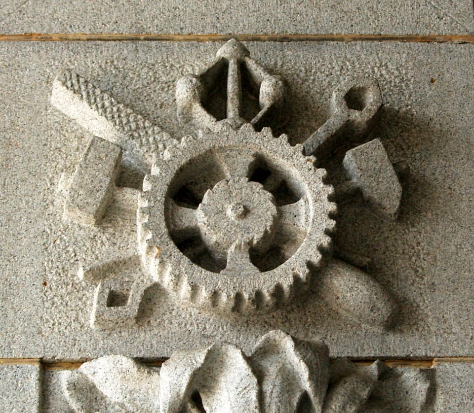 Tools At The Library Of Congress: Gear, Circular Saw Blade, Rasp, Hammers, Rifflers [or Wrenches?], Pointing Machine [or Centrifugal Speed Governor?] (Washington, DC)