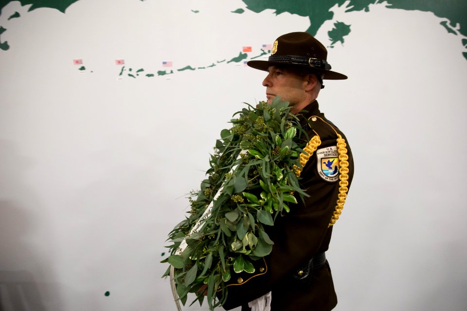 Bringing in Memorial Wreaths