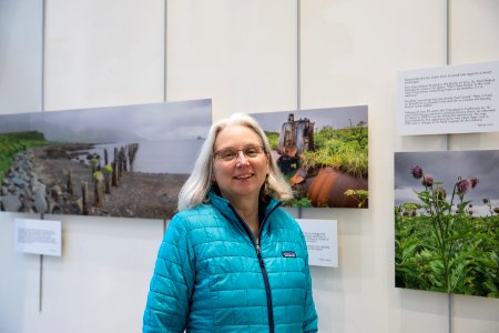 Author Nancy Lord at Loussac Library Art Exhibit