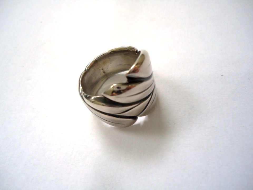 Carved silver ring