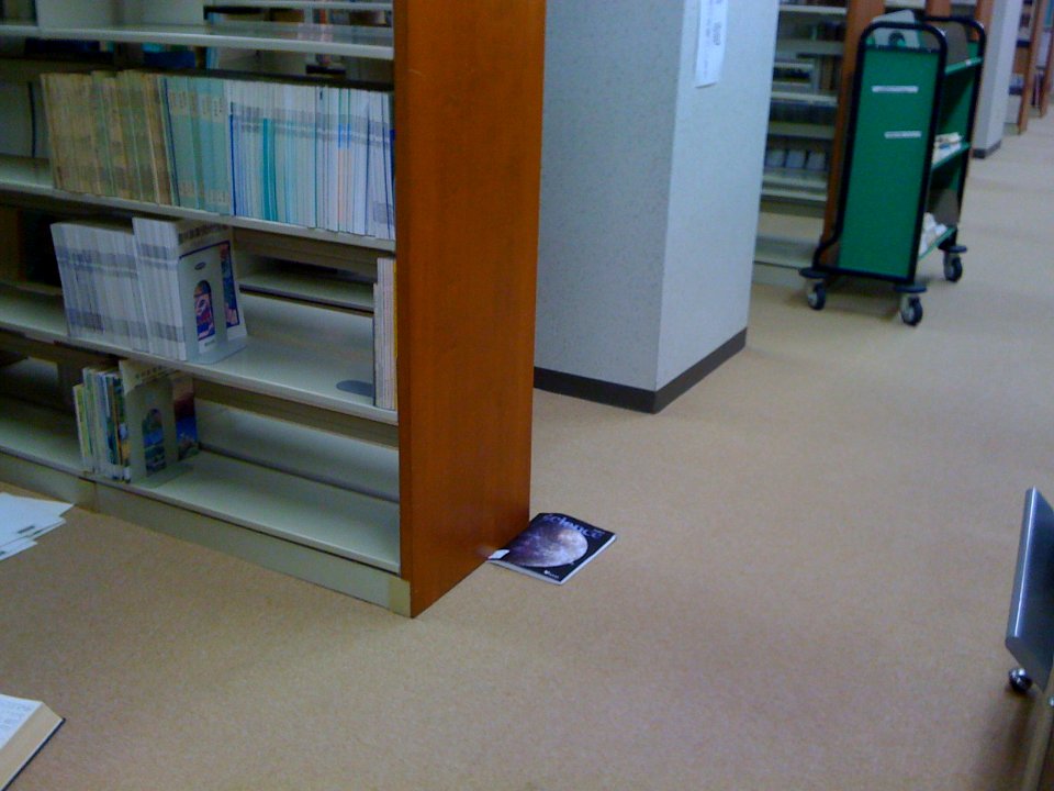 Science under bookshelf