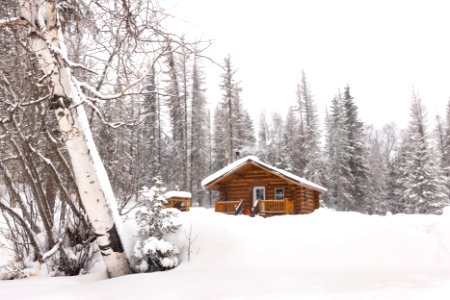 Dolly Varden Public Use Cabin in the snow. photo