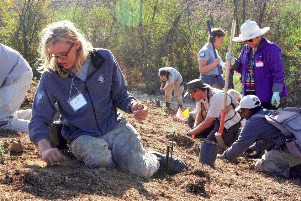 Americorps members plant natives in Temecula, California