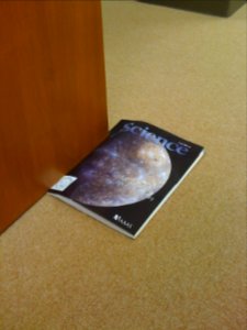 Science under bookshelf - zoom