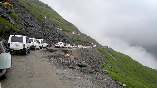 Traffic on mountain photo
