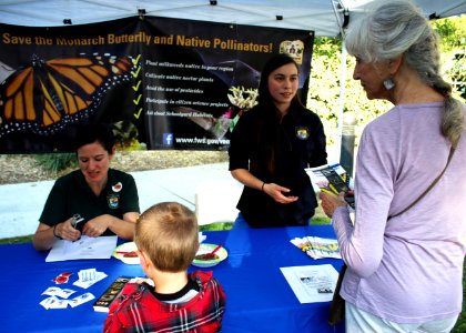 Ojai, Calif. (March 18, 2017) - Ventura Fish and Wildlife Office biologists Lara Drizd and Karen Sinclair talk with visitors during an event at the Libbey Bowl celebrating women in science, and longtime condor advocate Jan Hamber. photo
