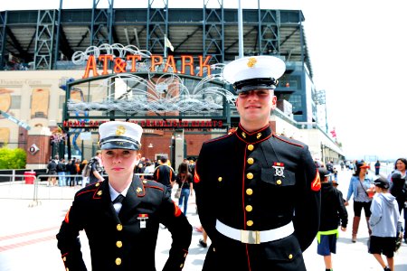 Military honored during SF Giants pre-game.