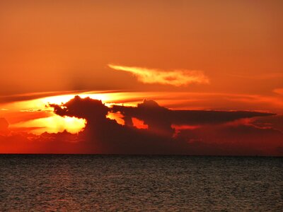 Orange sky ocean evening