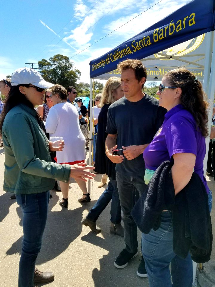 Ventura Fish and Wildlife Office biologists Lena Chang (l) and Collette Thogerson (r) mingle at the North Campus Open Space groundbreaking event.