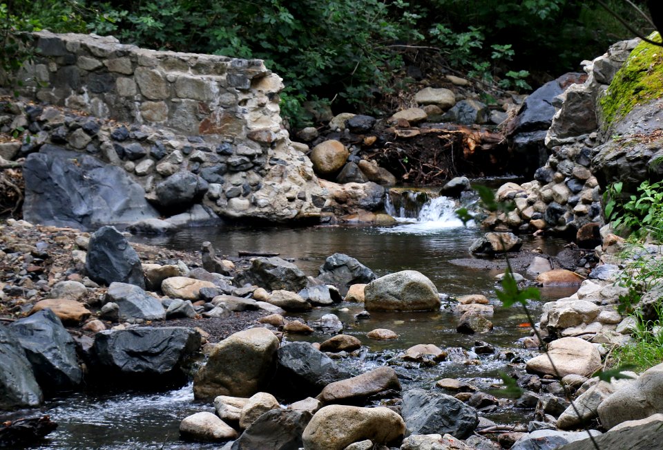 Removed barrier in Trabuco Creek in the Cleveland National Forest