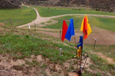 Colored markers of seeding trial study area