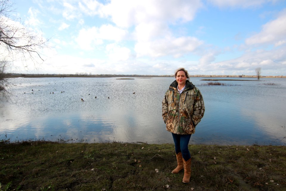 Maya in front of wetland
