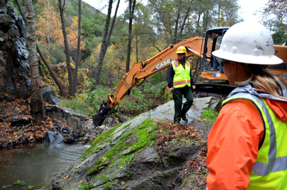 Removing old check dams in Trabuco Creek