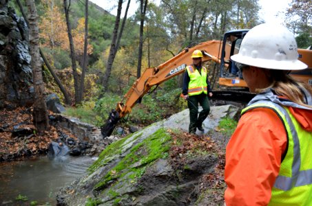 Removing old check dams in Trabuco Creek