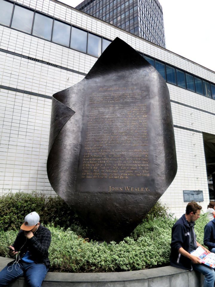 "Aldersgate Flame". Sculpture marking John Wesley's conversion experience