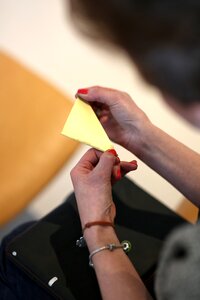 Origami folding hands