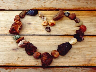 Wood background heart shape photo