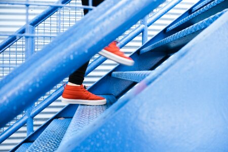 Steps to success stairs feet photo