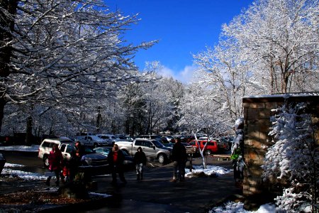 Visitors arriving at Sugarlands Visitor Center, December 2017--Warren Bielenberg