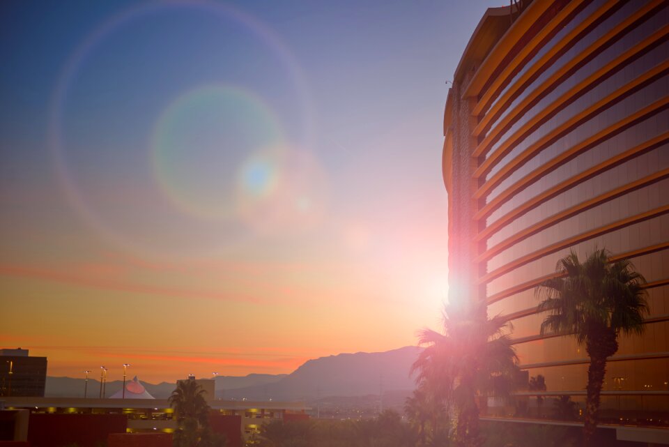 Architecture sunset backlight
